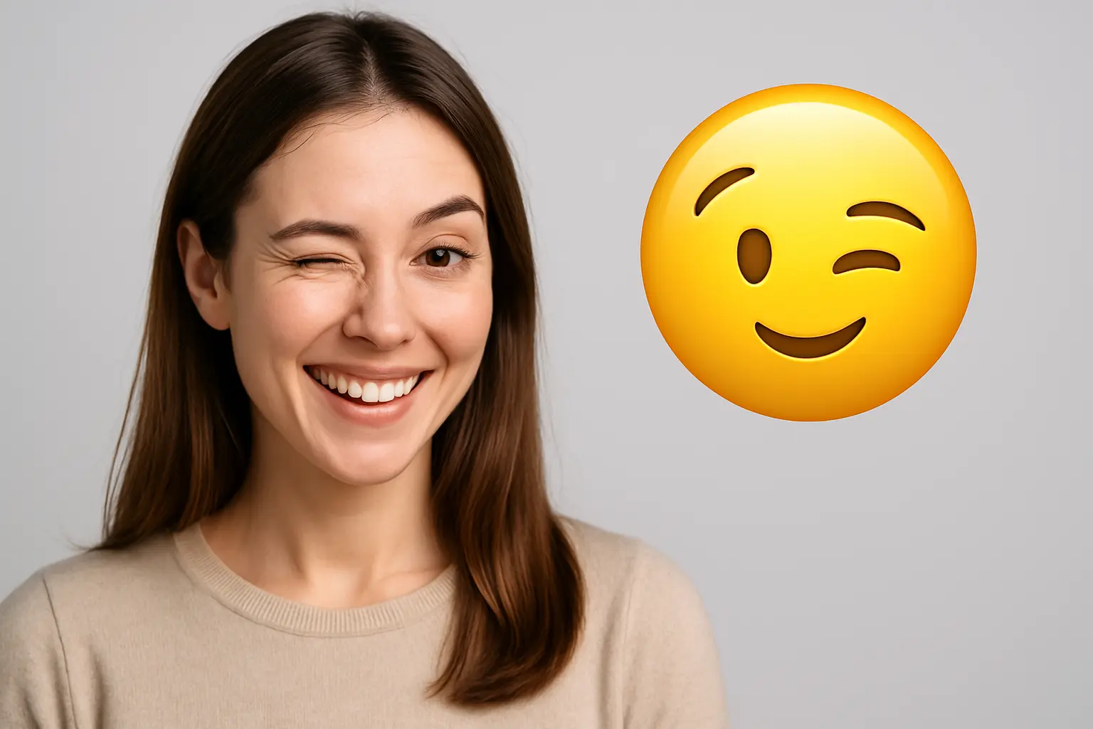 person subtly winking with natural lighting, illustrating wink meaning in body language and communication