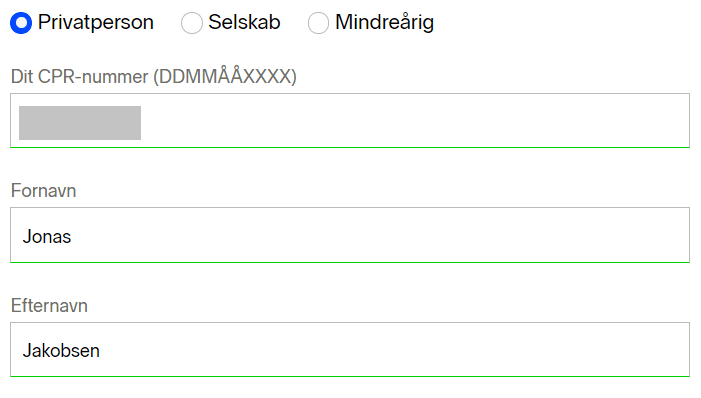 Step 1.1 - oplysninger