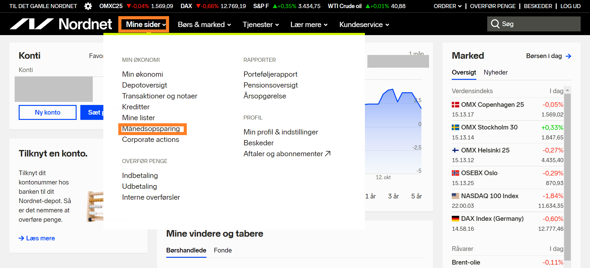 Step 2 - Find siden for månedsopsparingen