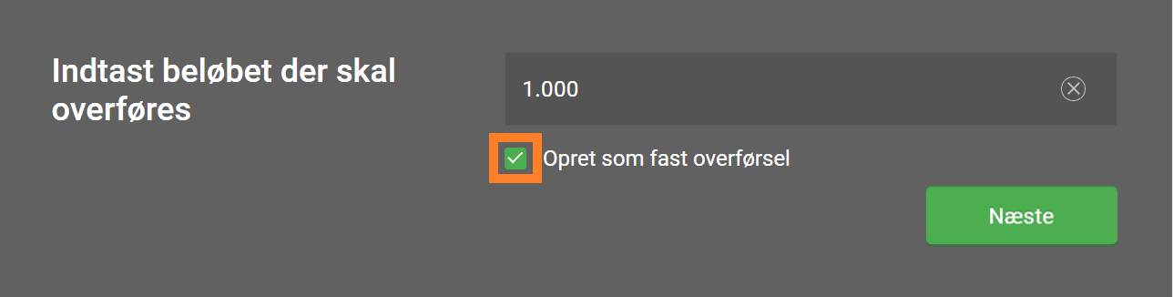 Step 5 - opsæt automatisk overførsel