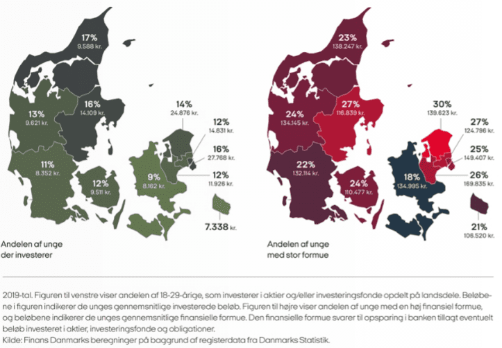 Finans Danmark geografisk opdeling af unge investorer