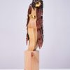 female wooden sculpture-Sad