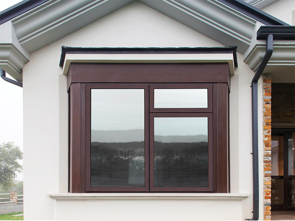 brown flush sash window