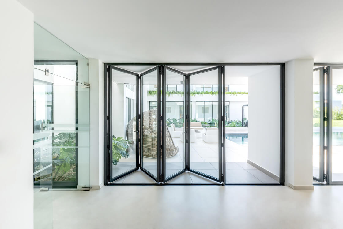 black bifold door