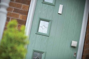 green composite door close up