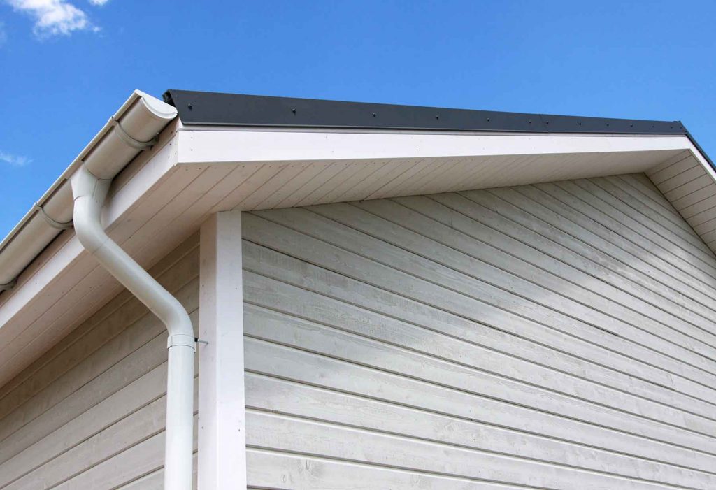 gutters and drains on a wooden house