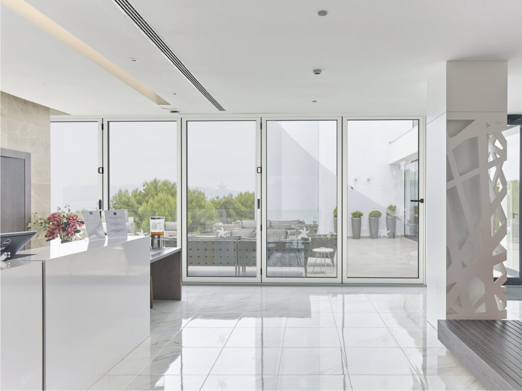 white bifold doors