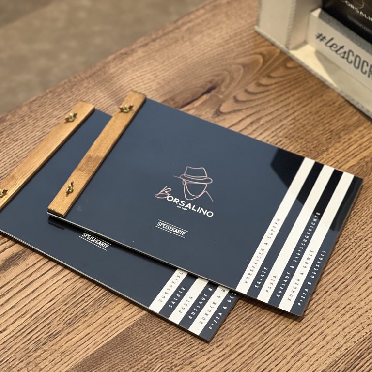 Hand made premium menu cards Cologne Germany Unlimited-Designs.eu