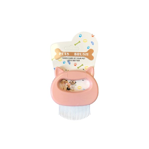 Plastic Cat Shaped Pet Grooming Brush Comb 9 x 9 cm - Random Colour - Image 2