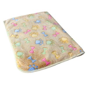 76x52cm Warm Pet Mat Bone Print Cat Dog Puppy Fleece Soft Blanket Bed Cushion Cover - Purple