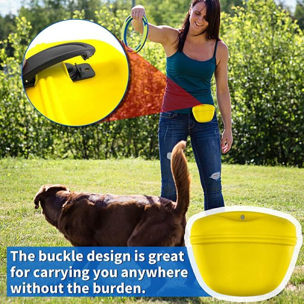 Outdoor Pet Dog Food Treat Snacks Bag Silicone Walking Dog Training Food Pockets Waist Storage Holder - Yellow - Image 3