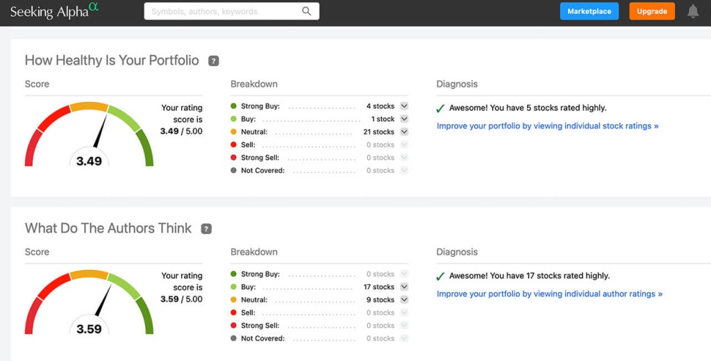 health score analysis seeking alpha