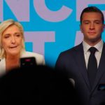 Illustrasjonsfoto. Skjermbilde fra Youtube. Marine Le Pen og Jordan Bardella.