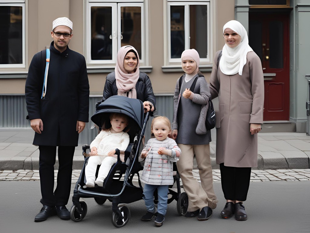 KI-generert bilde av muslimsk famile i Oslo.