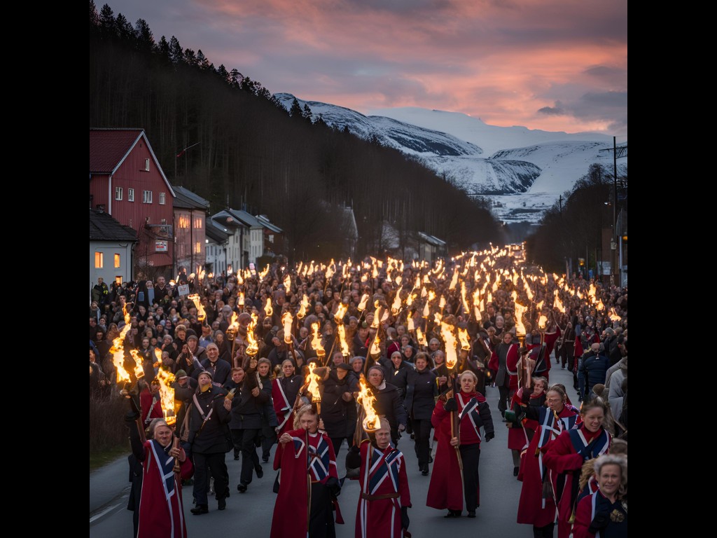 Illustrasjonsbilde. Nordmenn i fakkeltog mot vold.