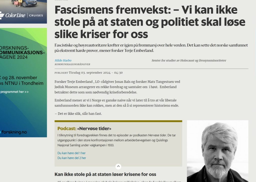 Terje Emberland oppfordrer til politisk vold mot patrioter.