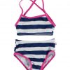 Katvig Classics Bikini - UV50+ - Navy/Hvidstribet m. Pink Kant