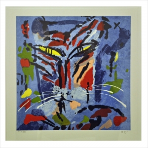 "Tiger". Litografi av Madeleine Pyk. 44x46 cm. ©MP BUS 18