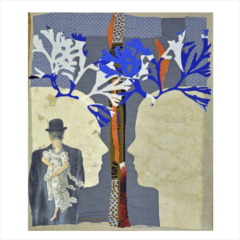10. "Je pense a Magritte". Textil/Blandteknik av Gunilla Luiga. 61x51cm. © GL BUS