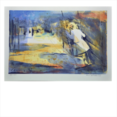 4. "Gungande flicka". Litografi av Gunnel Moheim. 26x40cm. © GM BUS