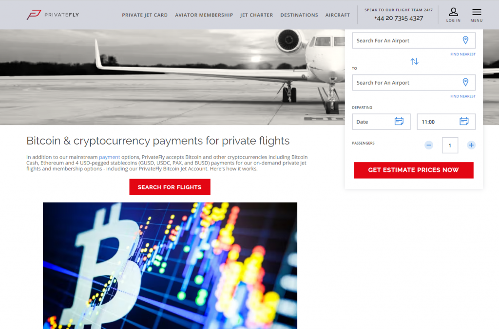 Leie privatfly betal med Bitcoin_valutaen