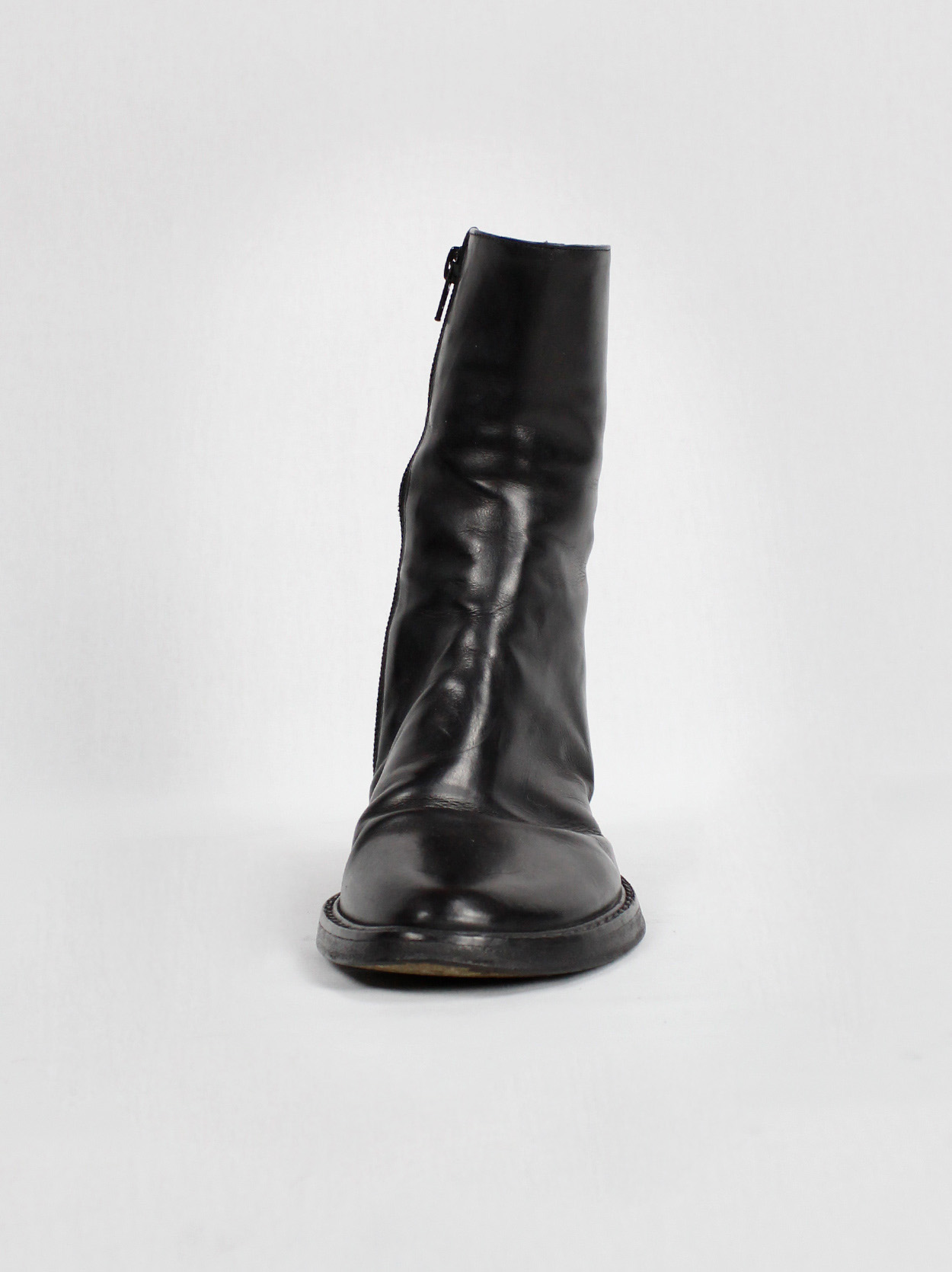 Ann Demeulemeester black ankle boots with cut out heel (36