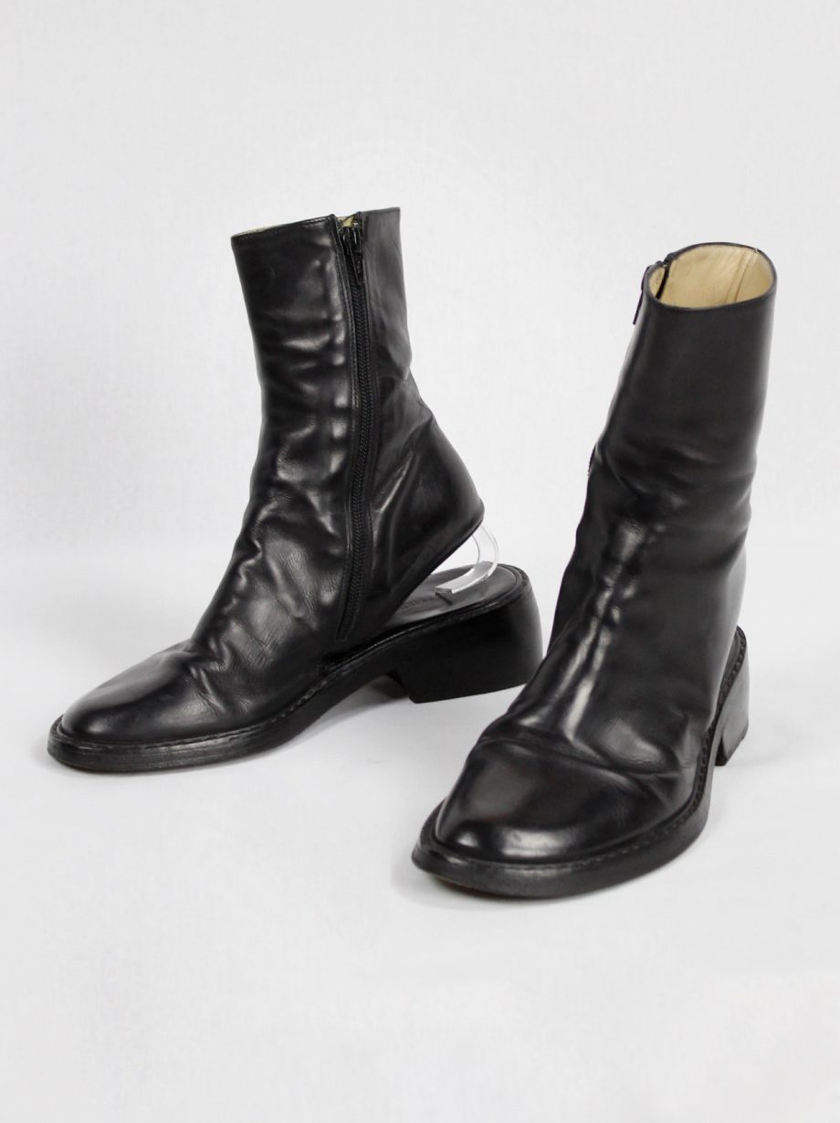 Ann Demeulemeester black ankle boots with cut out heel (36