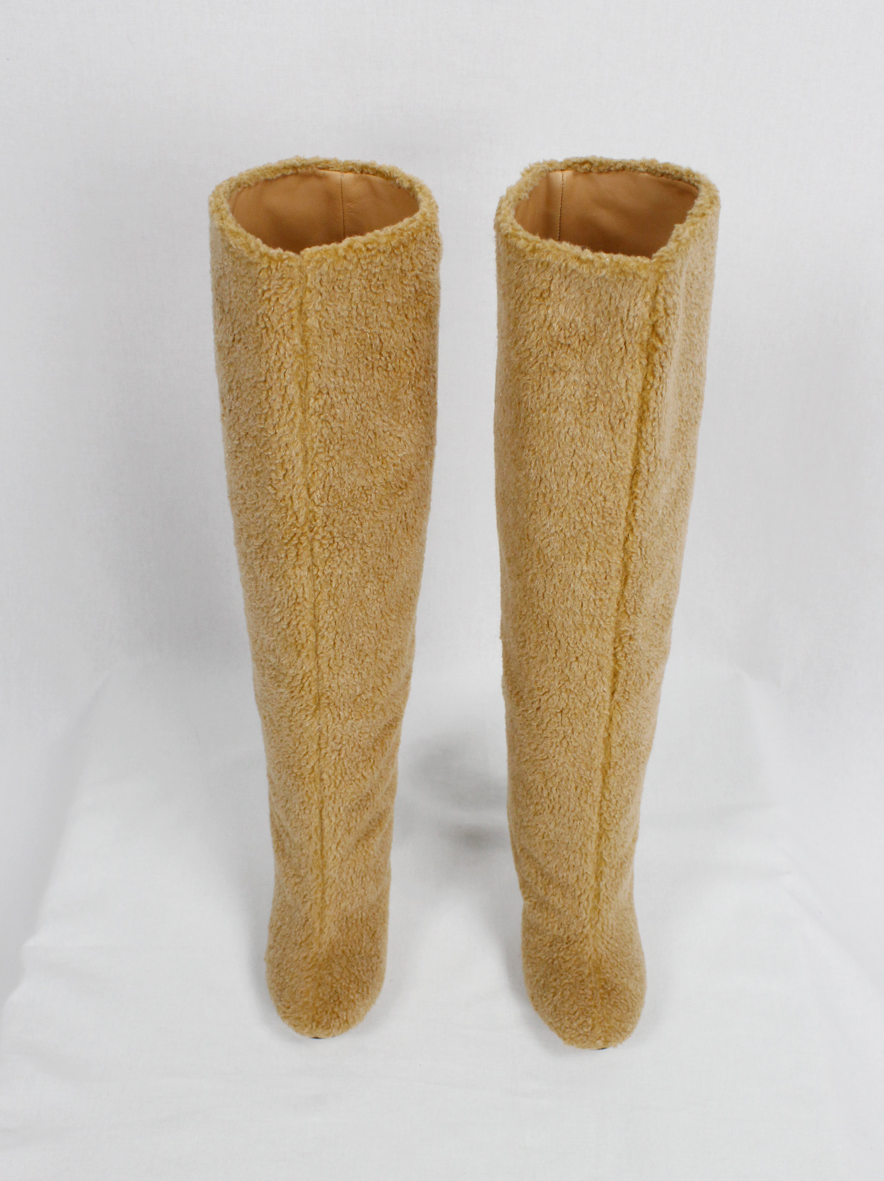 Maison Margiela tall orange brown teddy bear boots with Maison Margiela tall orange brown teddy bear boots with