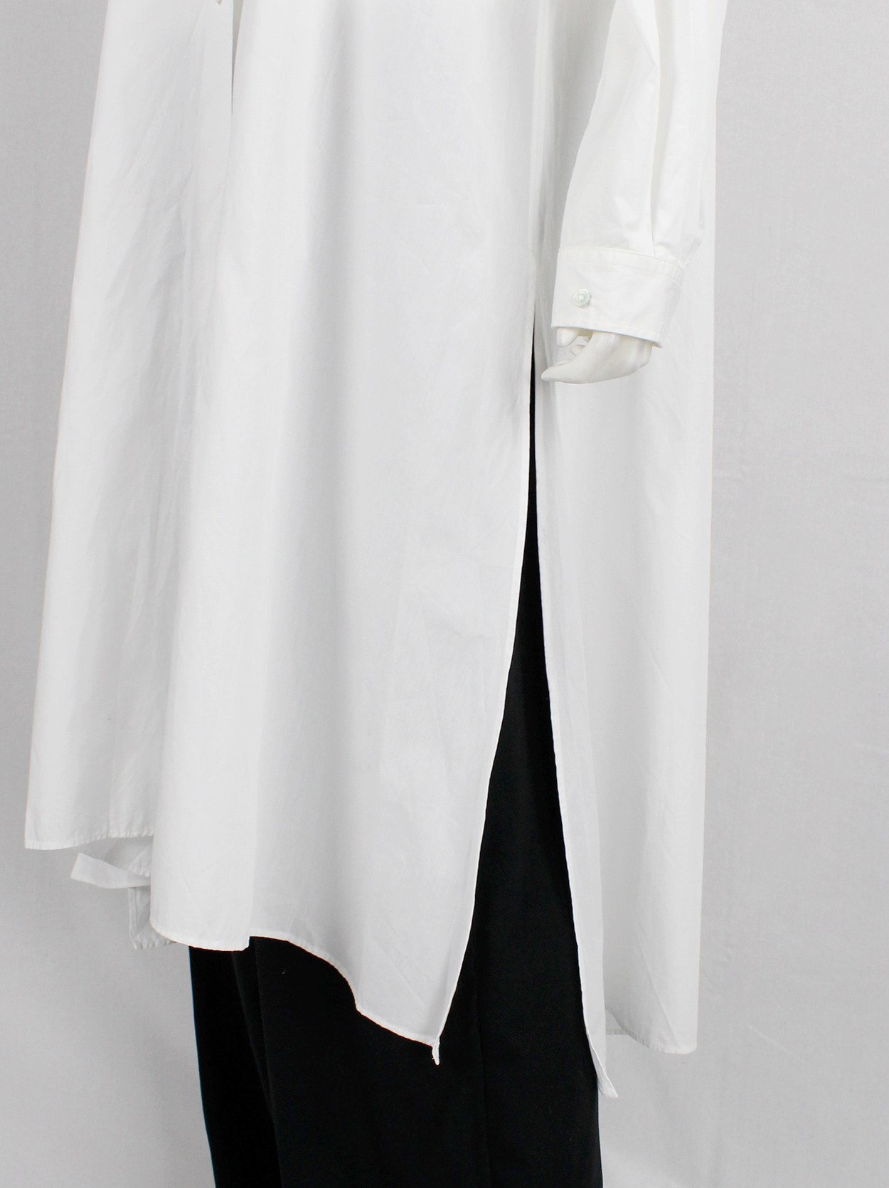 Ann Demeulemeester white minimalist oversized long shirt with bib 