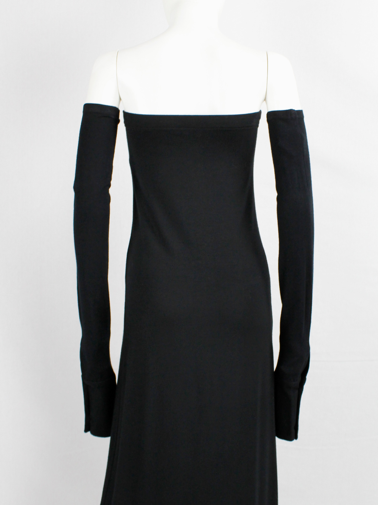 Ann Demeulemeester black strapless maxi dress with separate long 