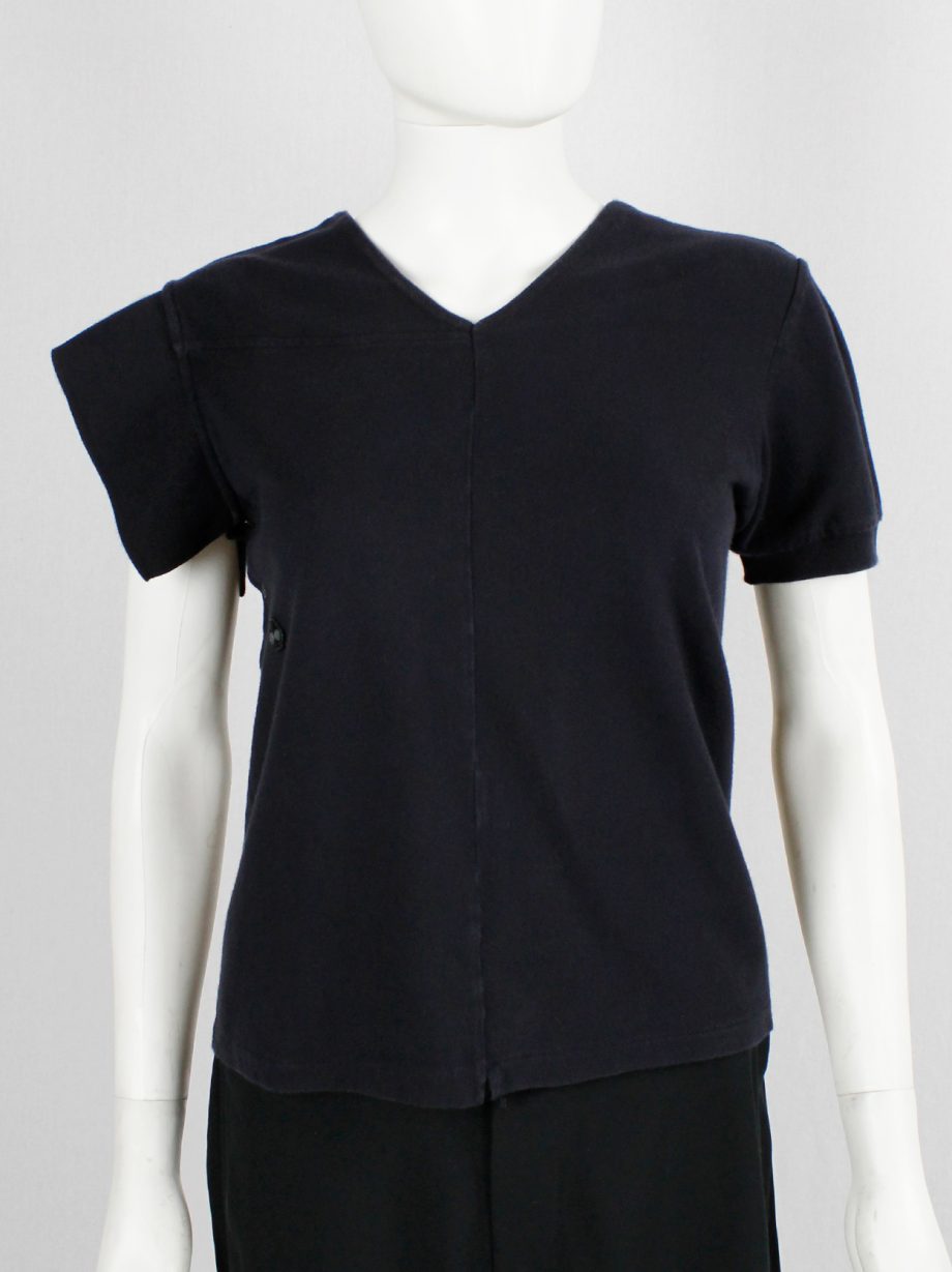 Maison Martin Margiela dark blue polo shirt deconstructed to wear sideways spring 2004 (6)