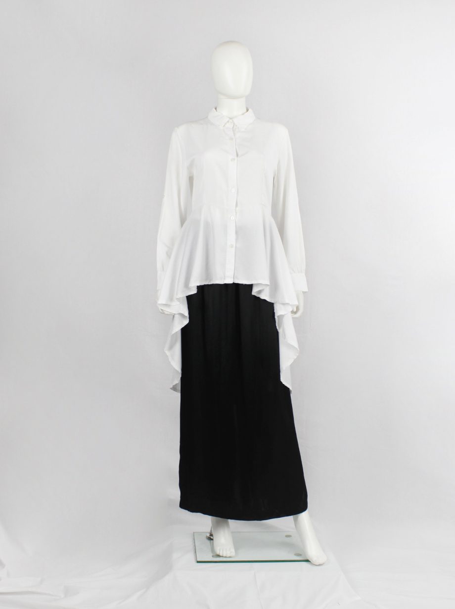 Ann Demeulemeester white shirt with high-low peplum hemline Ann Demeulemeester white shirt with high-low peplum hemline