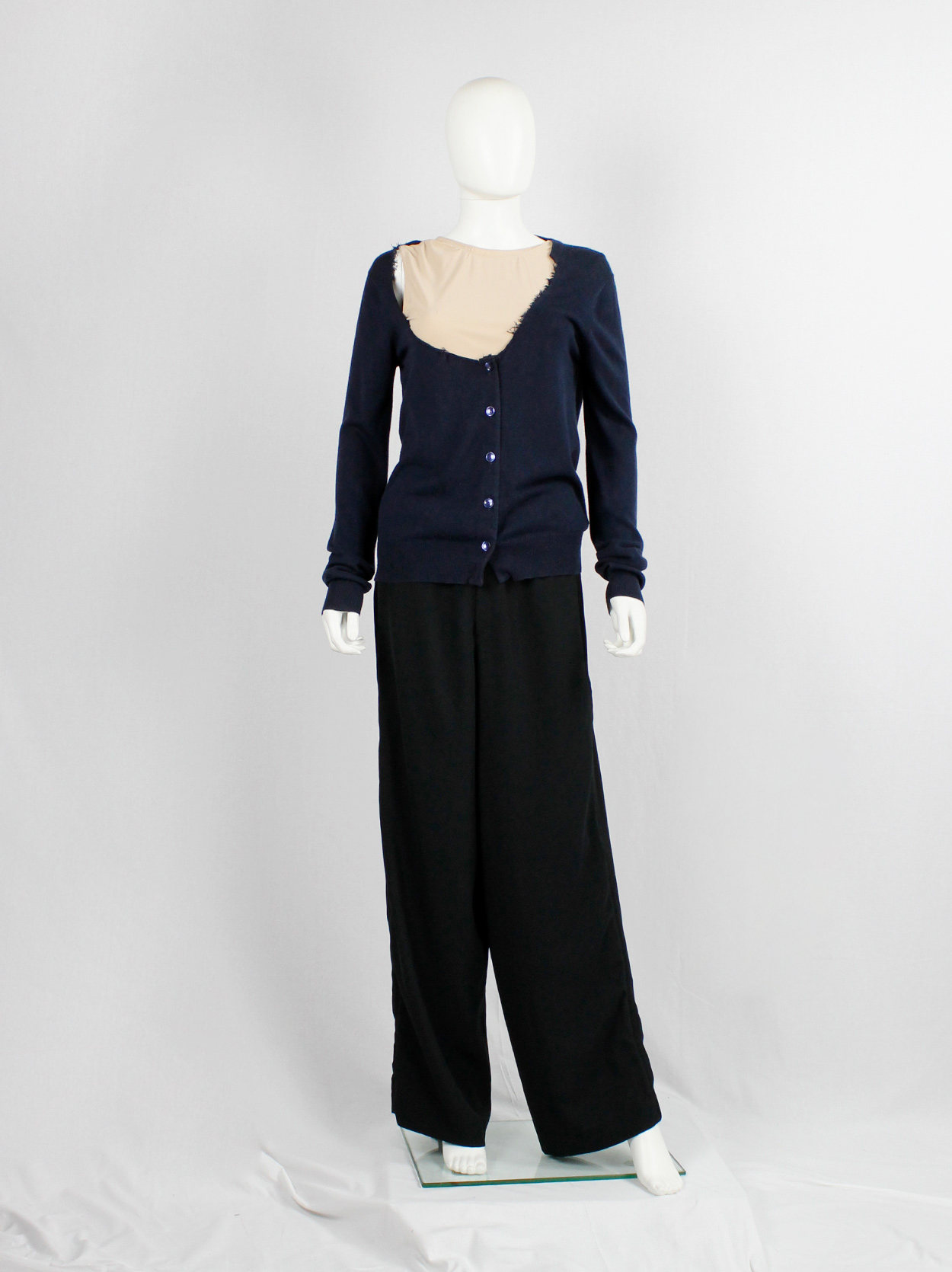 Maison Martin Margiela dark blue cardigan with torn out Maison Martin Margiela dark blue cardigan with torn out
