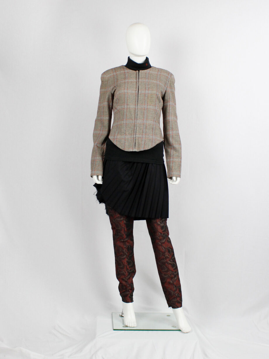vintage a f Vandevorst tartan corset jacket with braided pantyhose along the back runway fall 2000 (17)
