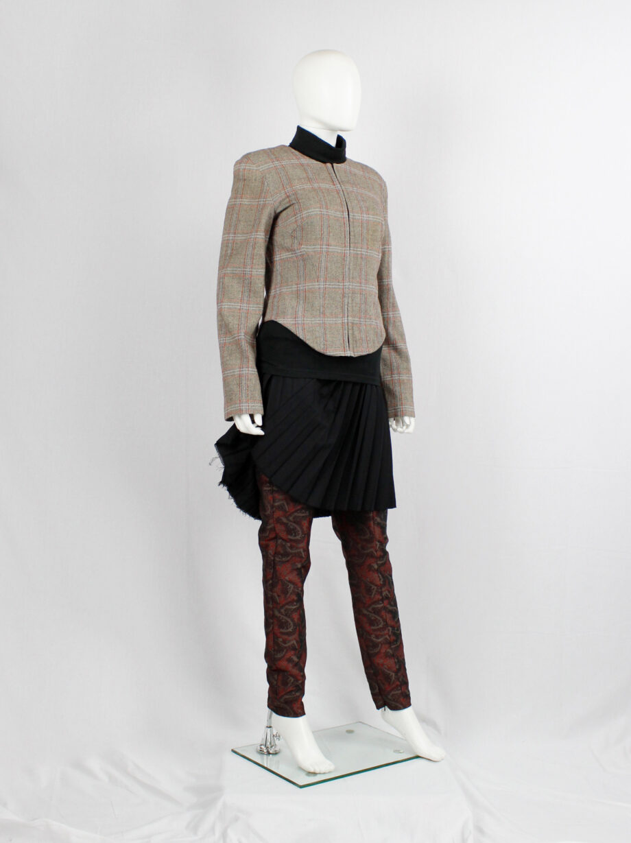 vintage a f Vandevorst tartan corset jacket with braided pantyhose along the back runway fall 2000 (18)