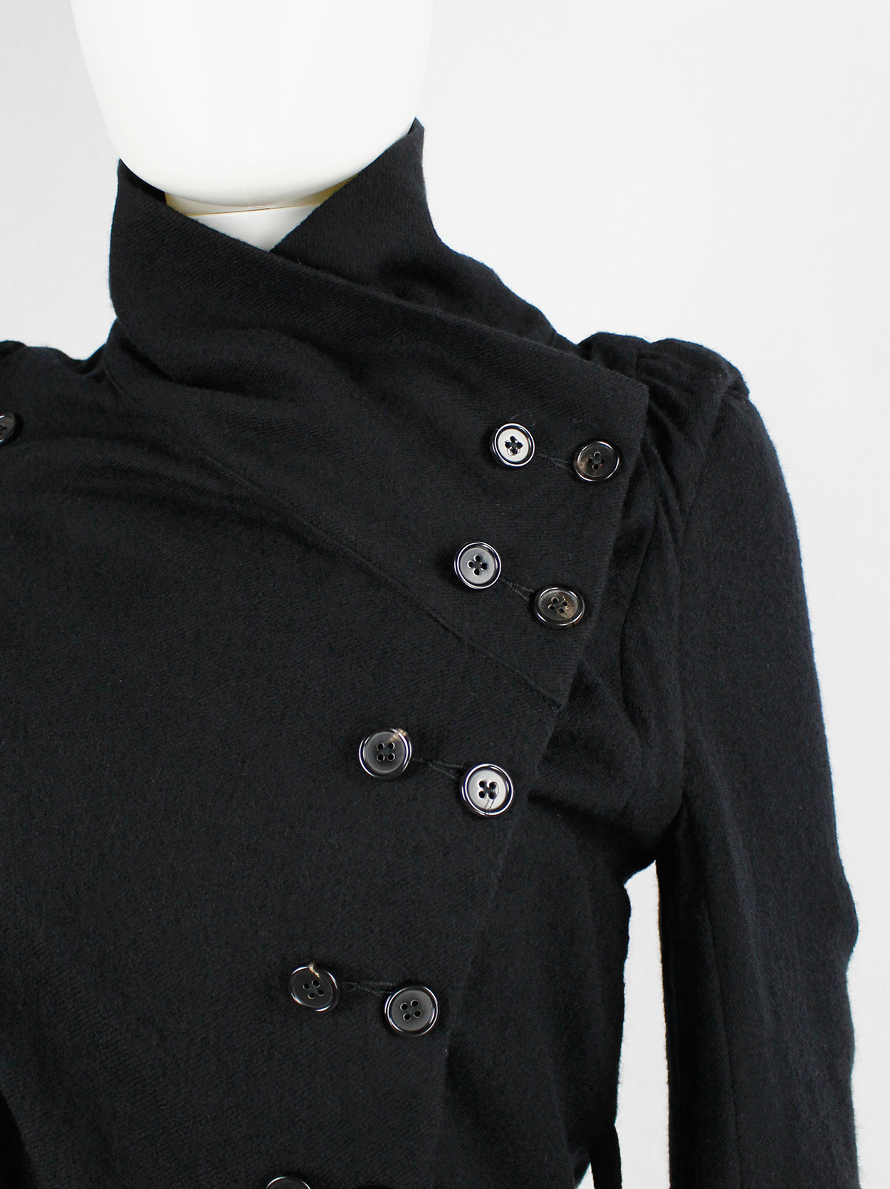 Ann Demeulemeester black long cardigan with a double row of
