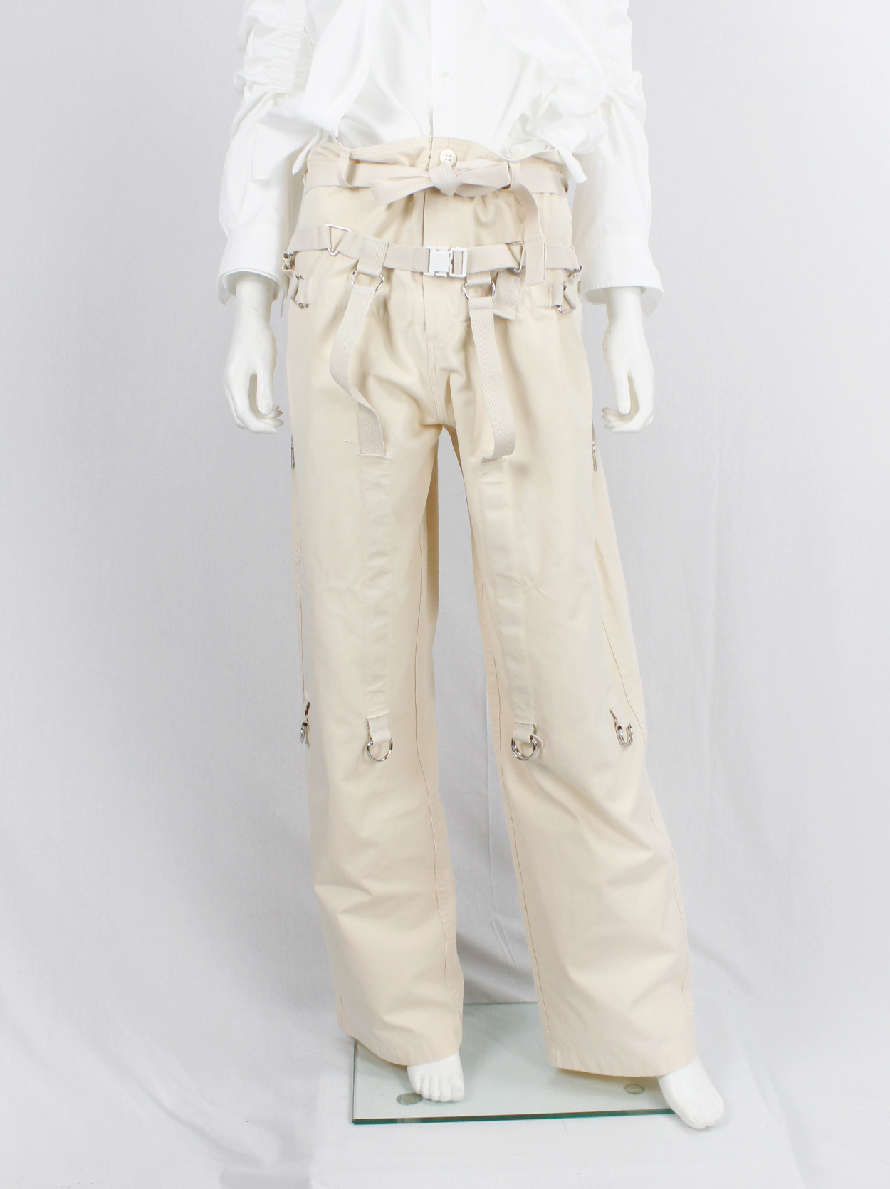 Junya Watanabe beige strapped trousers with parachute Junya Watanabe beige strapped trousers with parachute