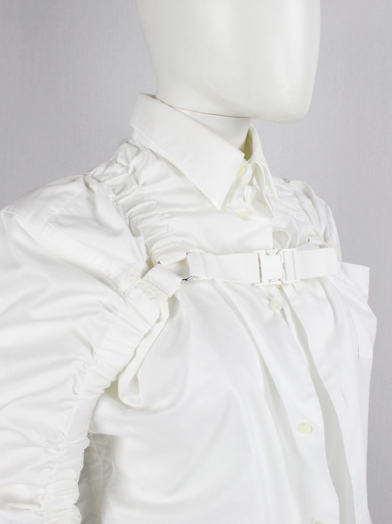 Junya Watanabe white double layered shirt with parachute harness 