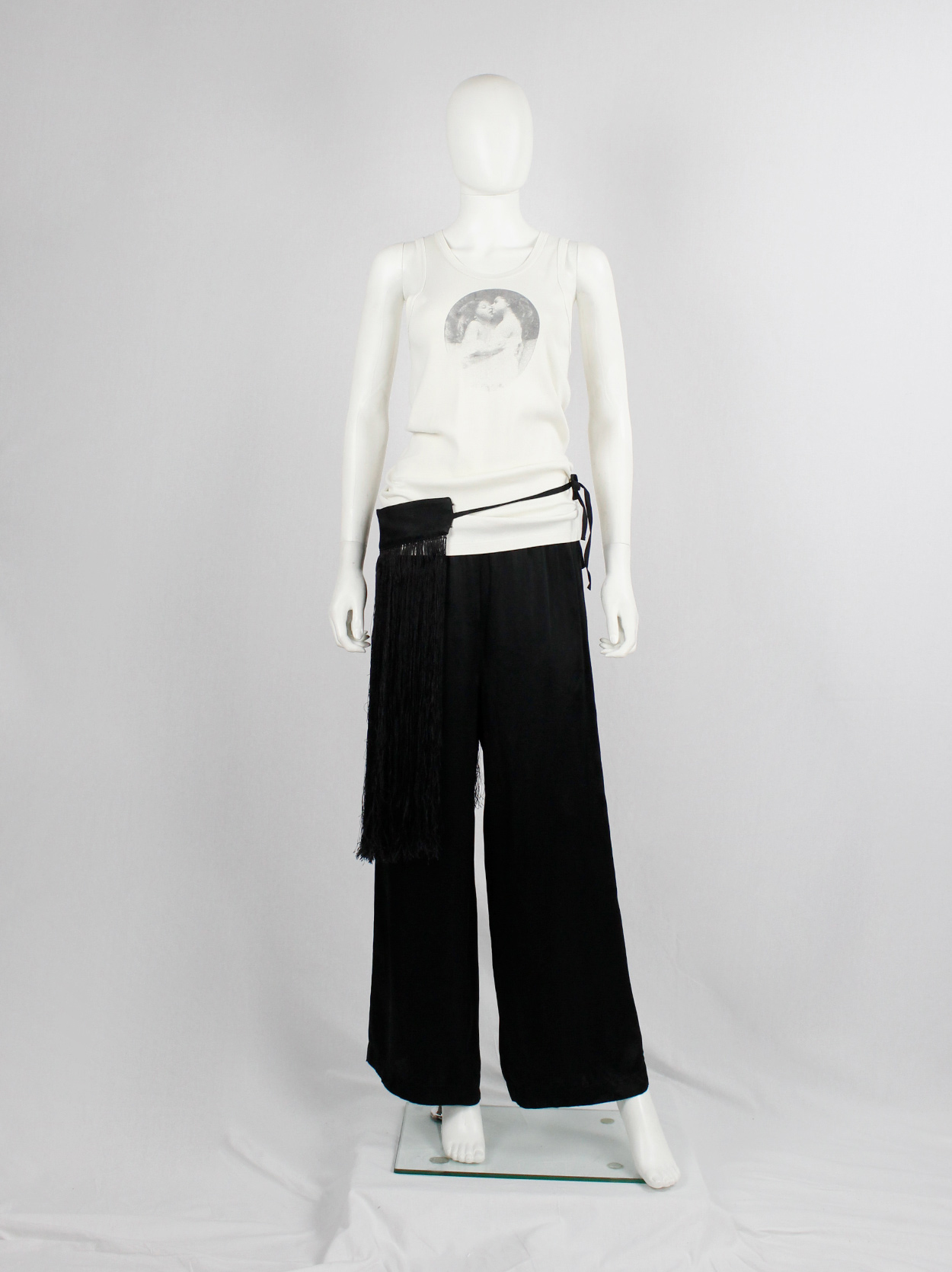 Ann Demeulemeester cream tank top with screenprinted cherubs