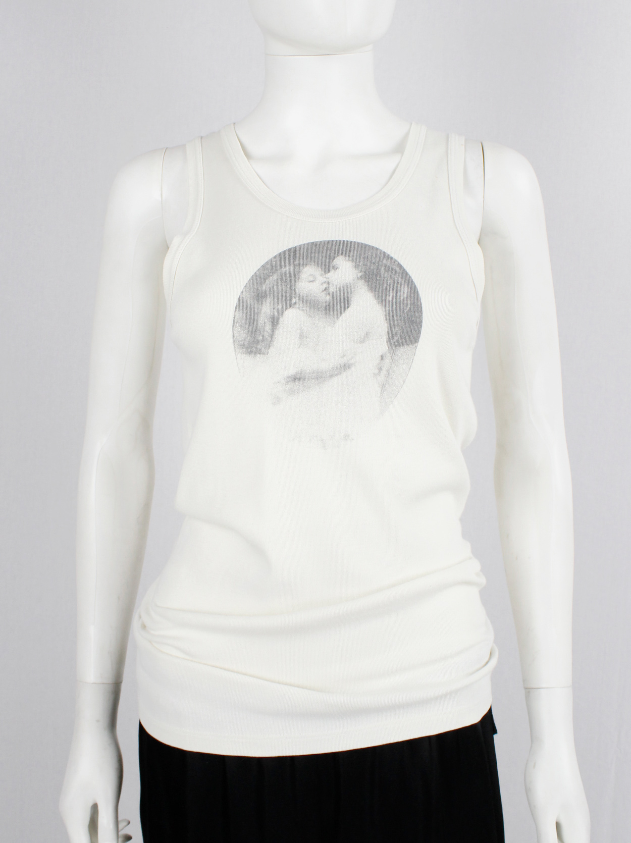 Ann Demeulemeester cream tank top with screenprinted cherubs 