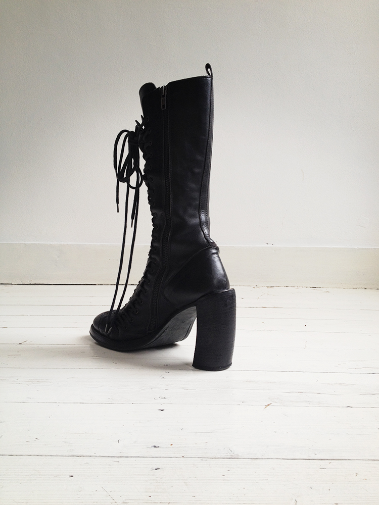 Ann Demeulemeester black triple lace boots — fall 2008 (41