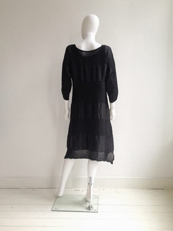vintage Issey Miyake Cauliflower black dress with sheer stripes