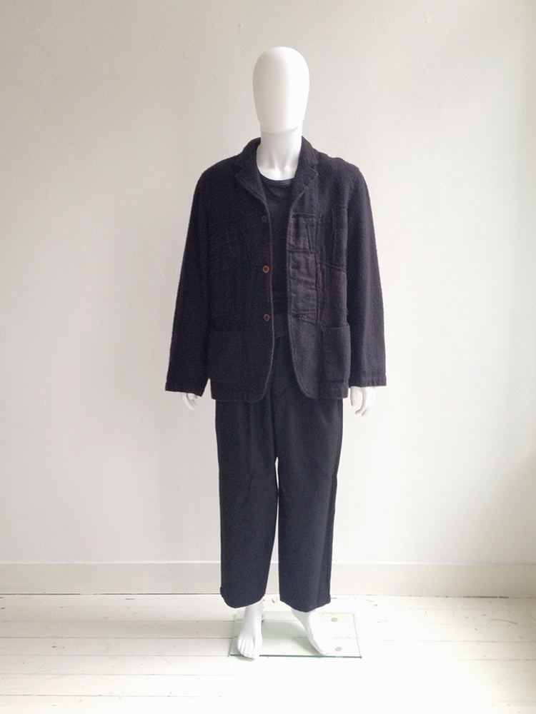 ヴィンテージ comme des garçons レースジャケット　濃紺　M Comme des Garçons Shirt dark blue patchwork blazer