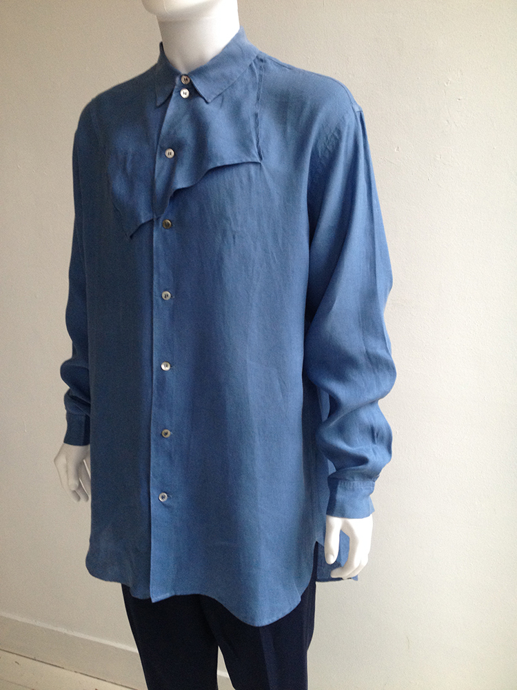 Yohji Yamamoto pour Homme blue handkerchief shirt — 80s - VANIITAS