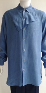 Yohji Yamamoto pour Homme blue handkerchief shirt — 80s - VANIITAS