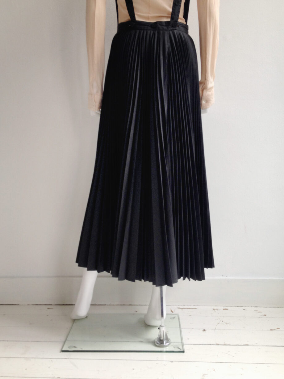 Ann Demeulemeester black pleated skirt with braces — 1987
