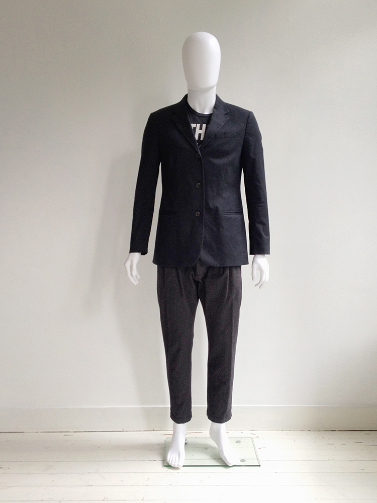 HELMUT LANG ダークブルー テーラードジャケット Helmut Lang dark blue mens blazer — 1990s - VANIITAS vintage