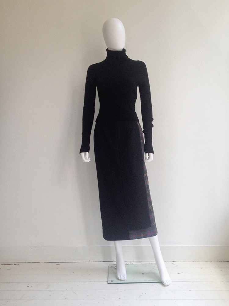 スカート × ヴィンテージ(中古) COMME des GARCONS COMME des GARCONS 2001124M0366 Comme des Garçons black and tartan deconstructed skirt