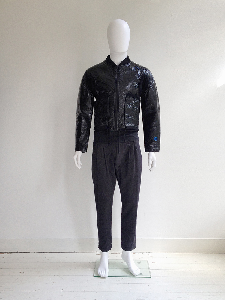 Walter Van Beirendonck W&LT black plastic bomber — spring 1997 