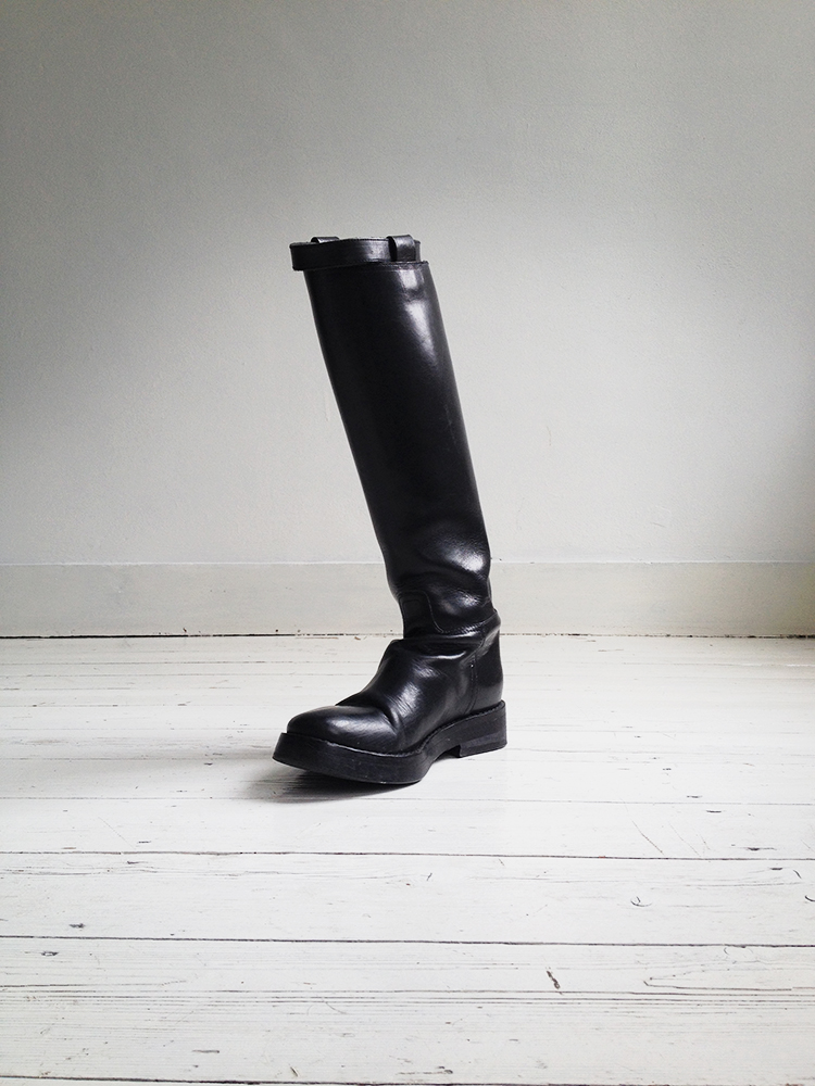 Ann Demeulemeester black tall boots with curved zipper (36.5